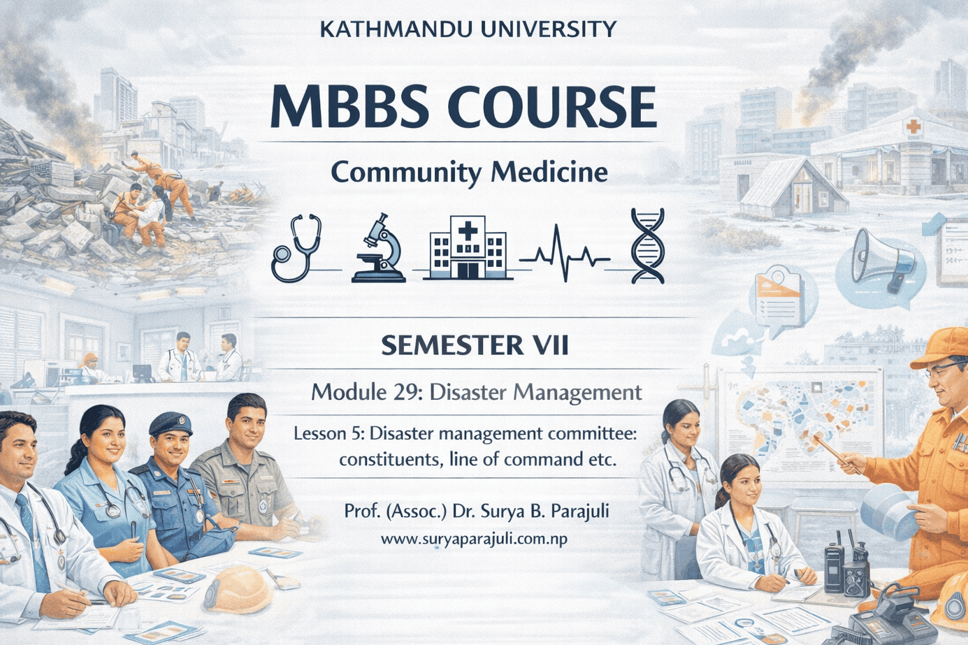 Disaster management committee: constituents, line of command etc.